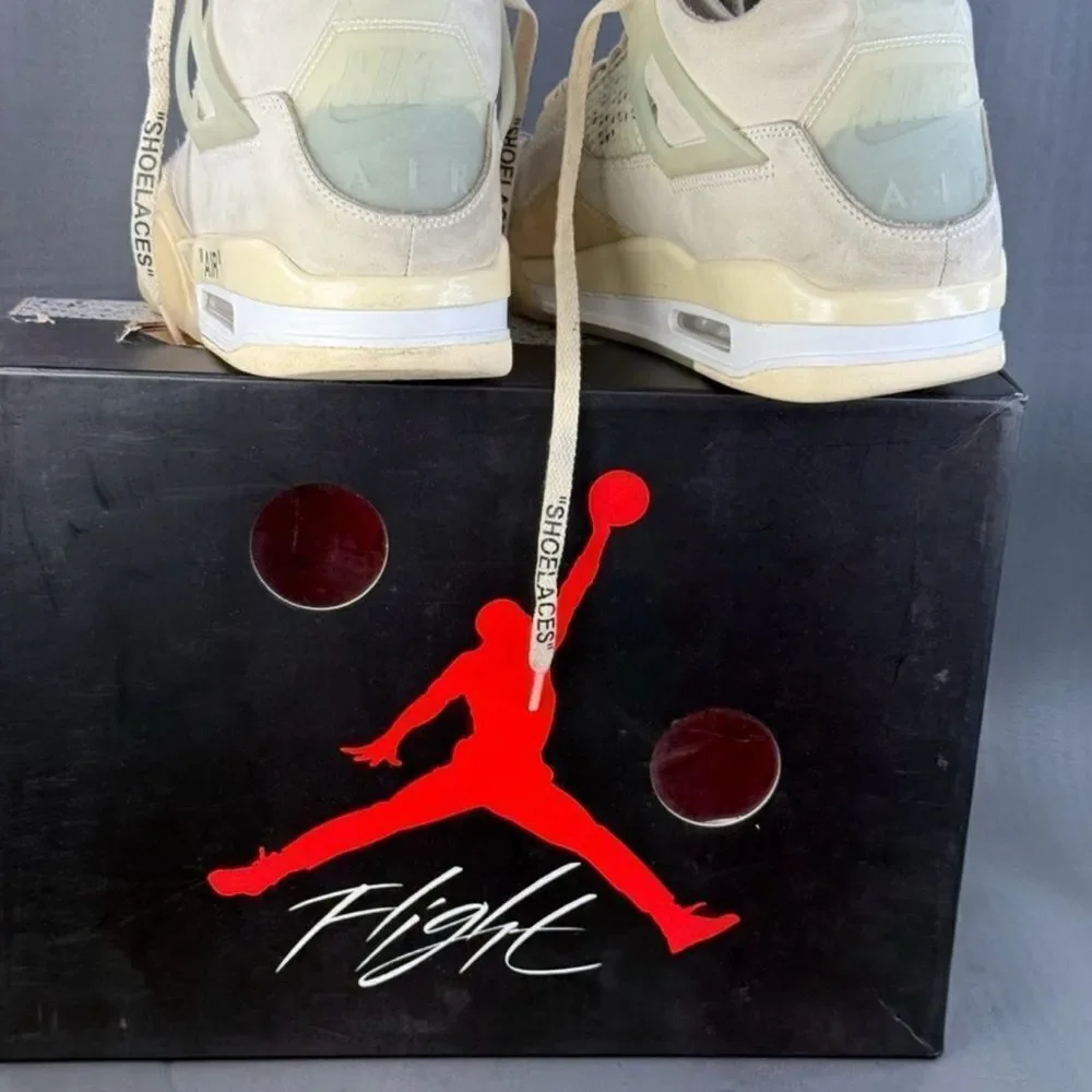 Jordan 4 Retro Off-White Sail athletic sneaker shoes men’s 11 (Women's 13.5)